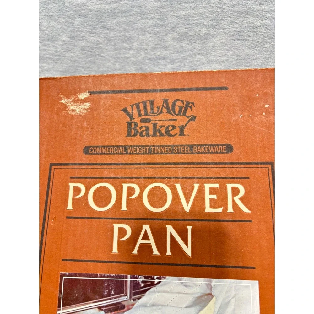 Village Baker Commercial Weight Tinned‎ Steel 6 Cup Popover Pan Vintage Bakeware